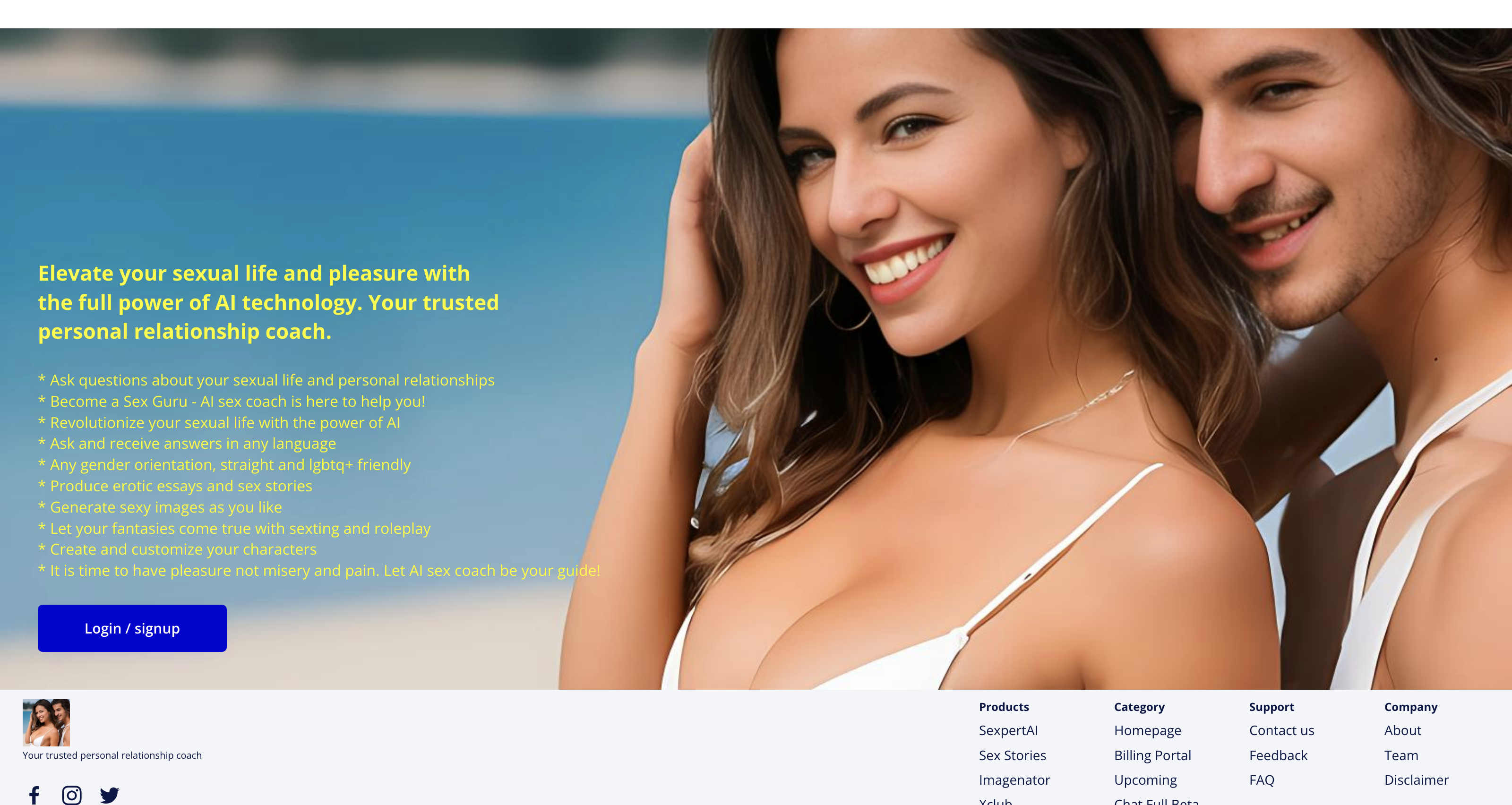 Elevate your sexual life and pleasure with the full power of AI technology. Your trusted personal relationship coach.