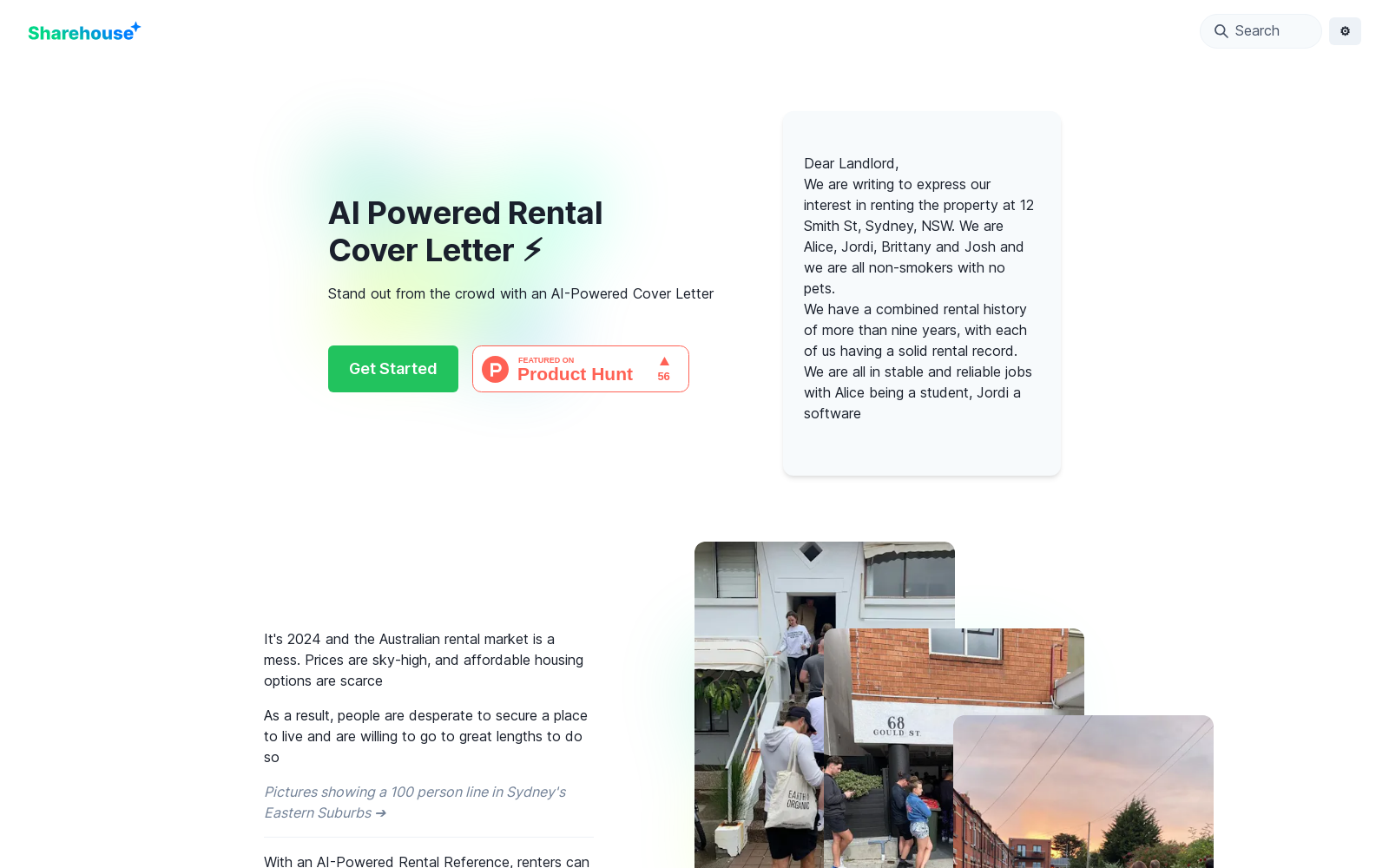 AI Powered Rental Cover Letter | sharehouse.app