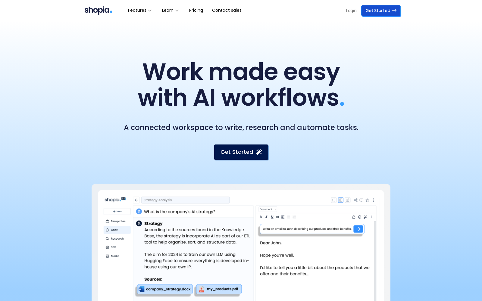 Shopia | Write & Research Content Using AI