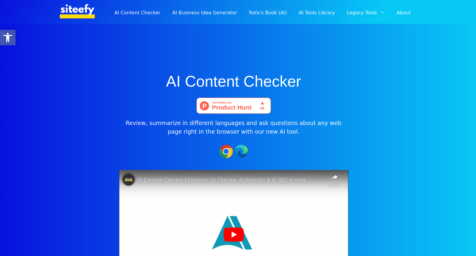 AI Content Checker - Browser Extension by Siteefy