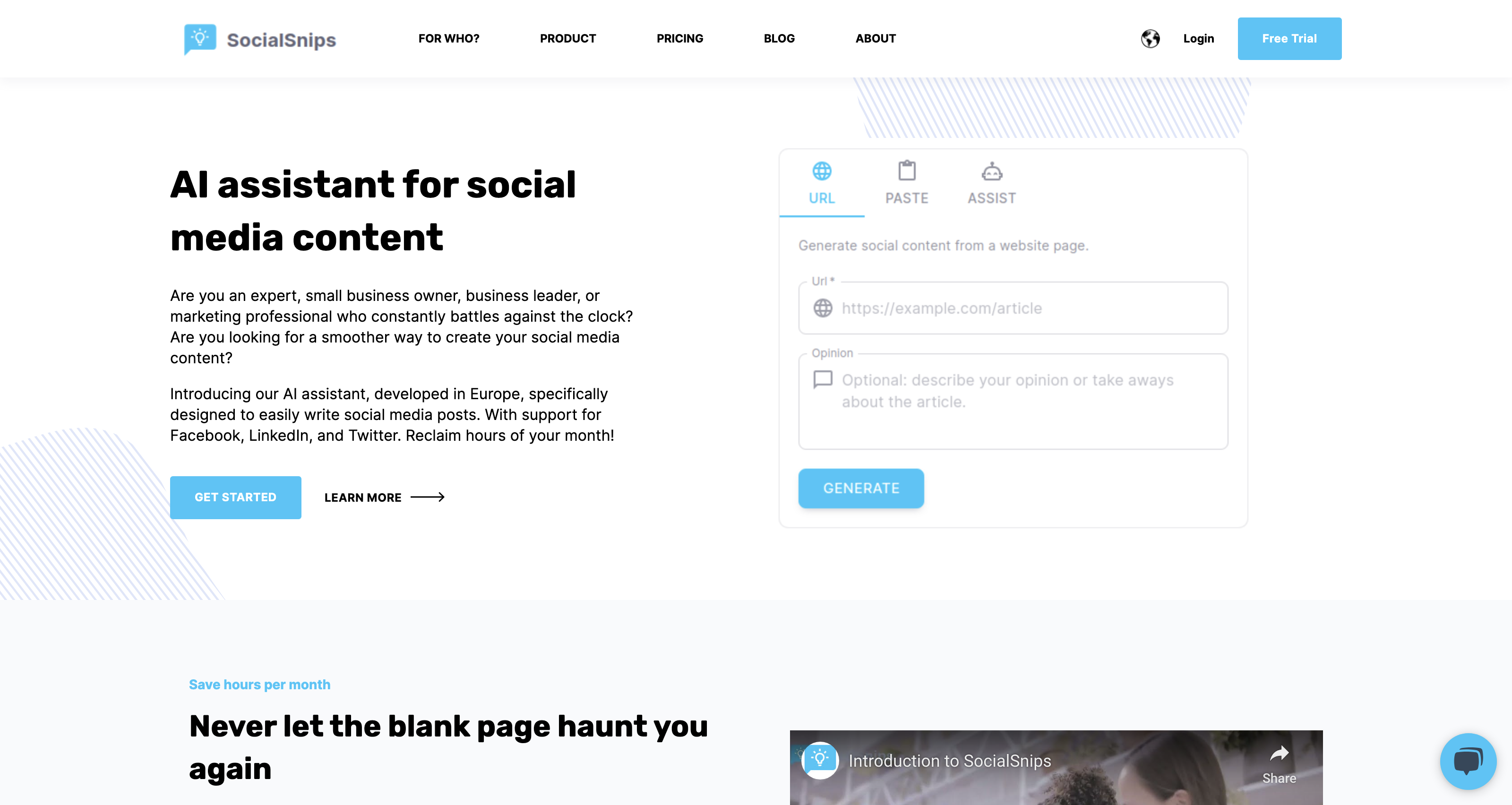 More productive with AI support for social media content | SocialSnips