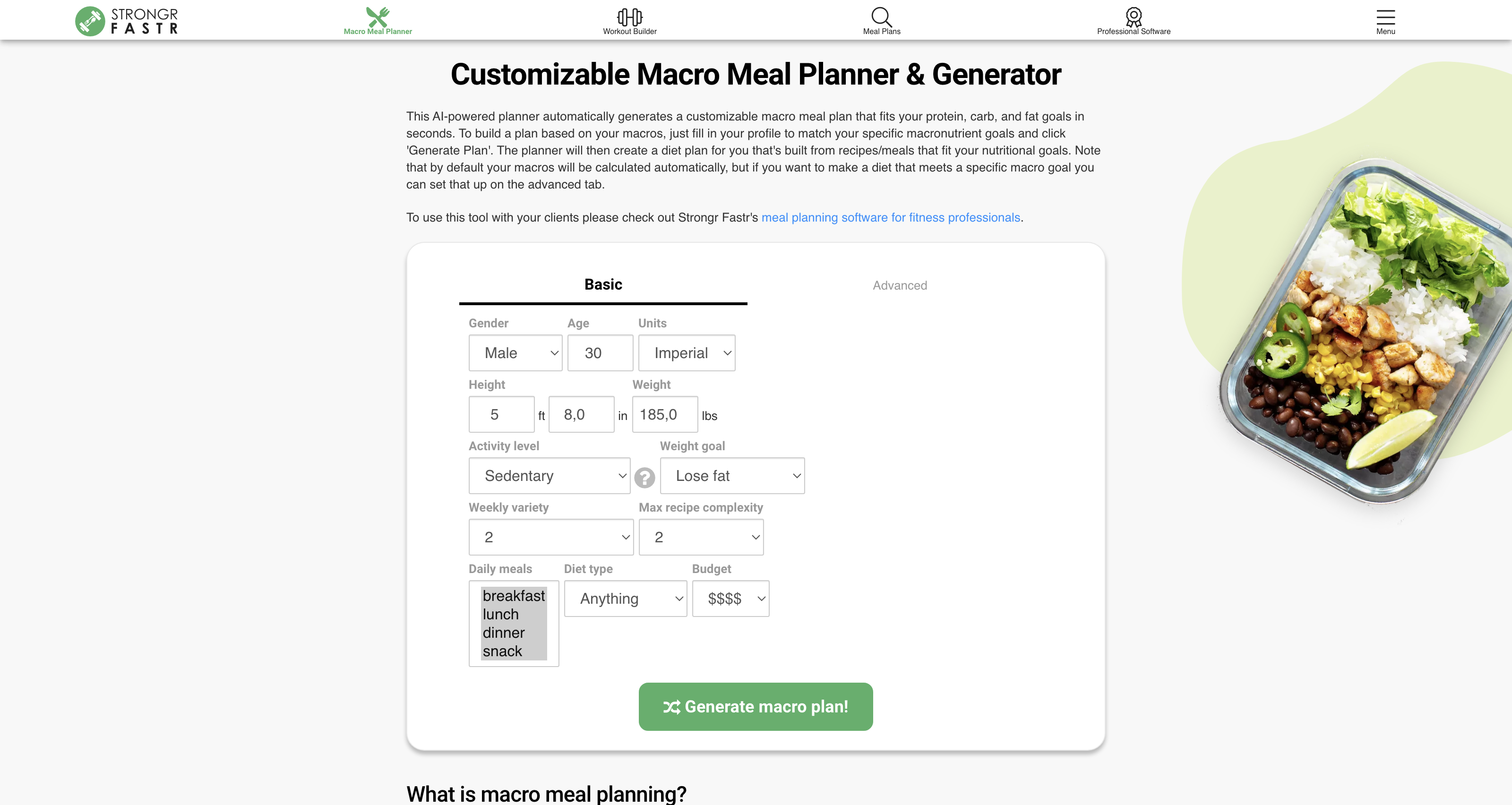 Customizable Macro Meal Planner & Generator icon