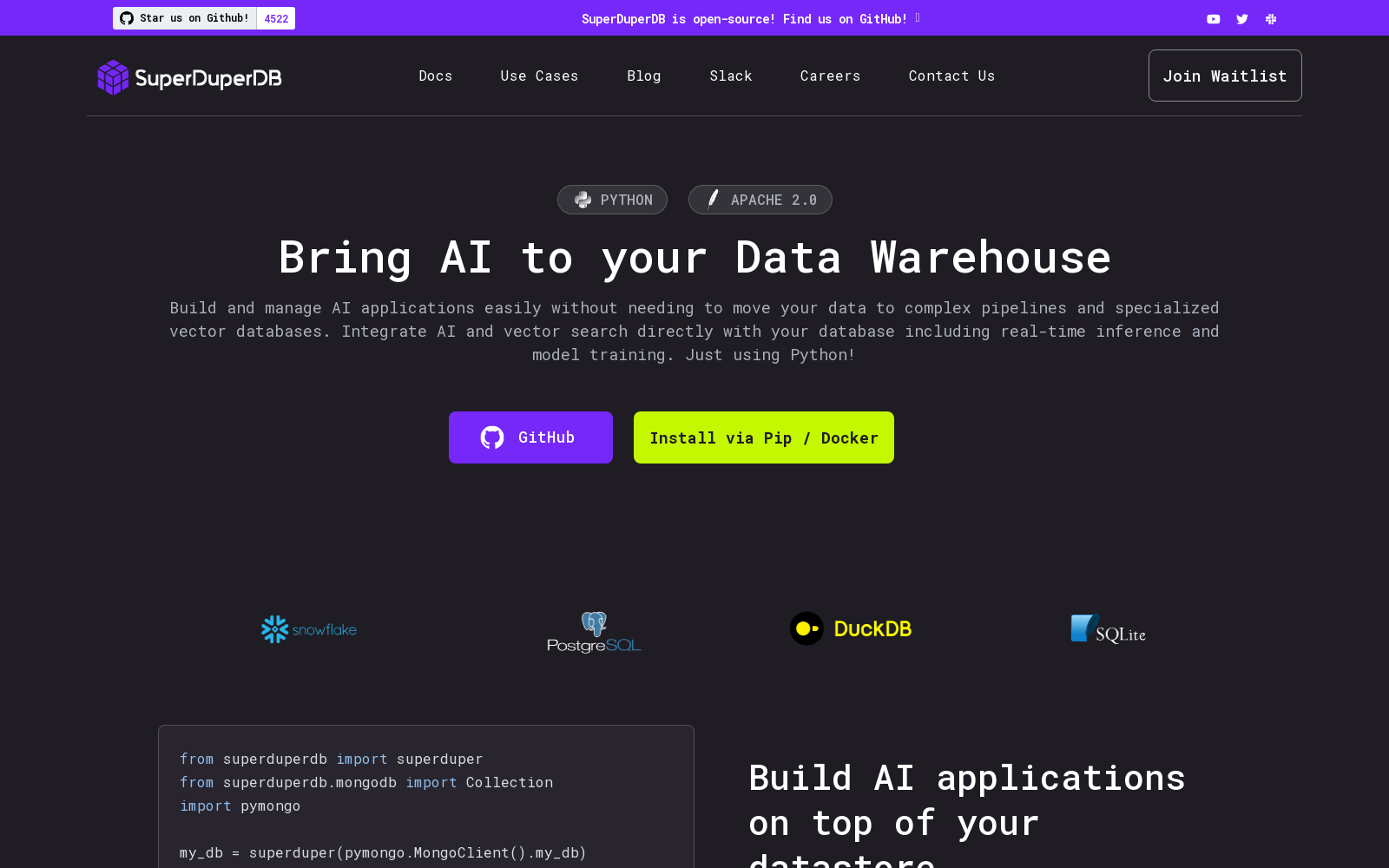 SuperDuperDB: Bring AI to your favorite database!