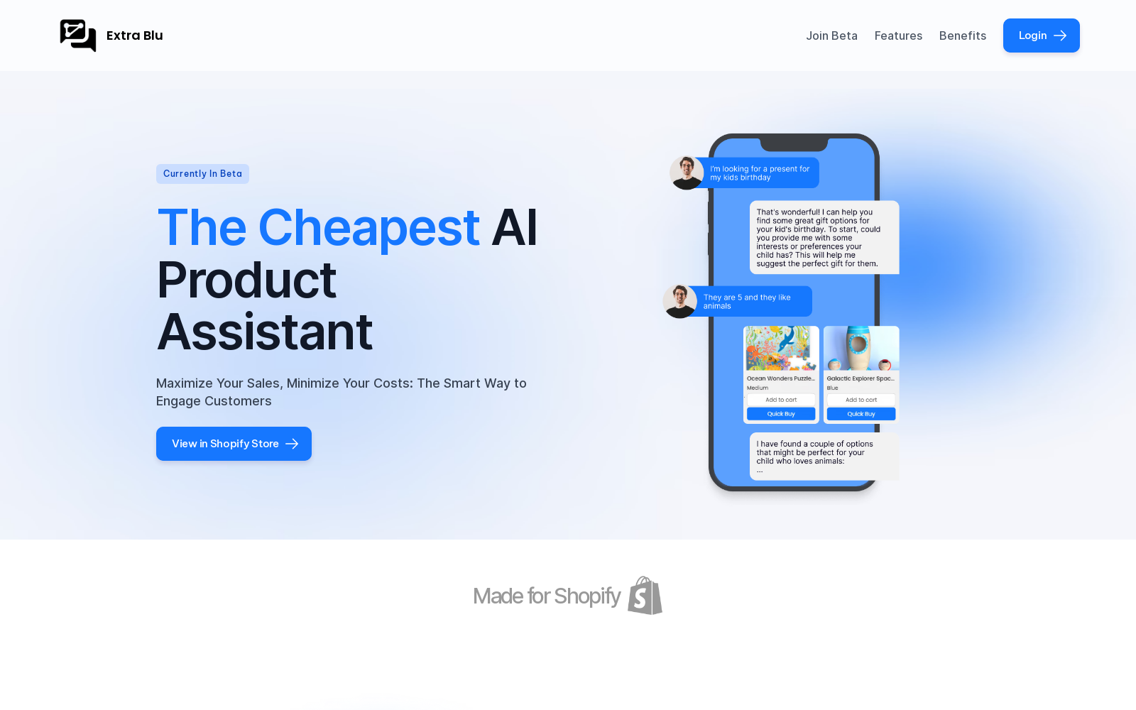 Extra Blu - Shopify Product Assistant
