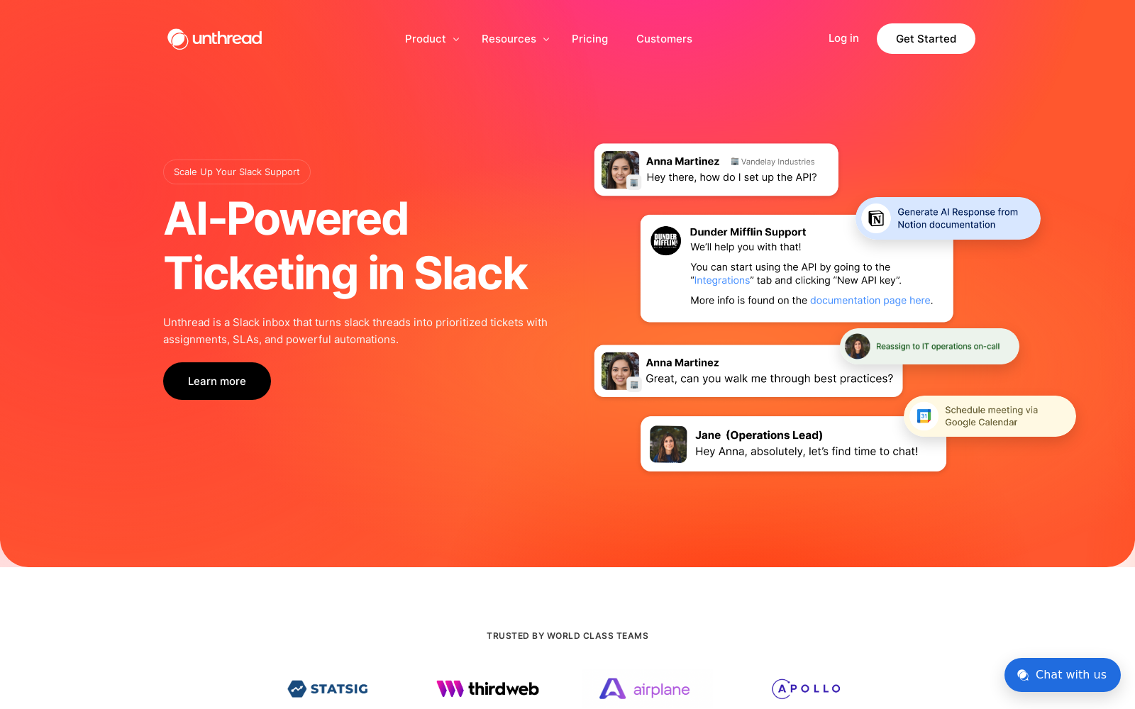 Slack Support Powered by AI - Unthread icon