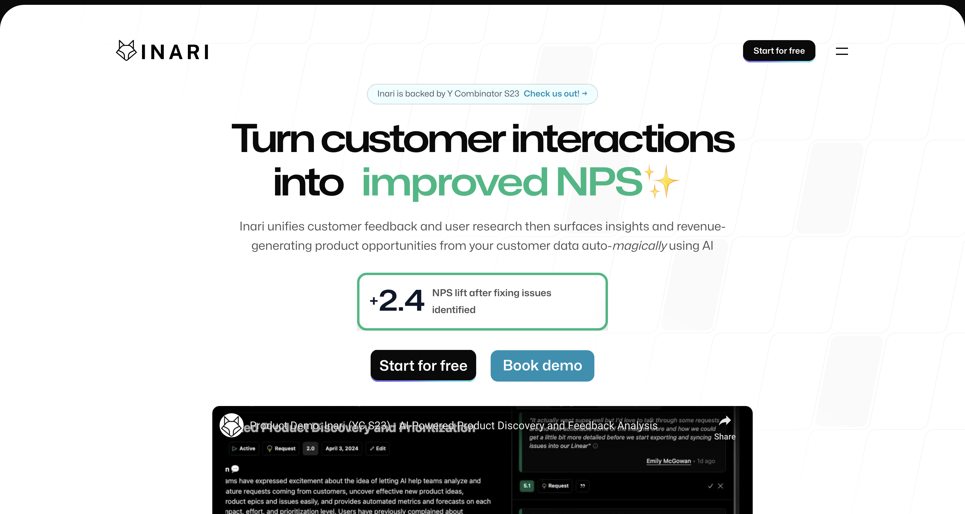 Inari - Customer feedback that analyzes itself with AI. icon