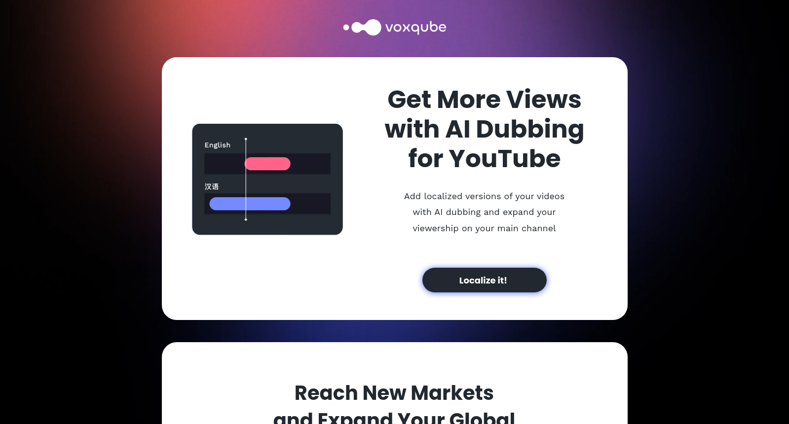 Fast AI Dubbing for YouTube | voxqube icon