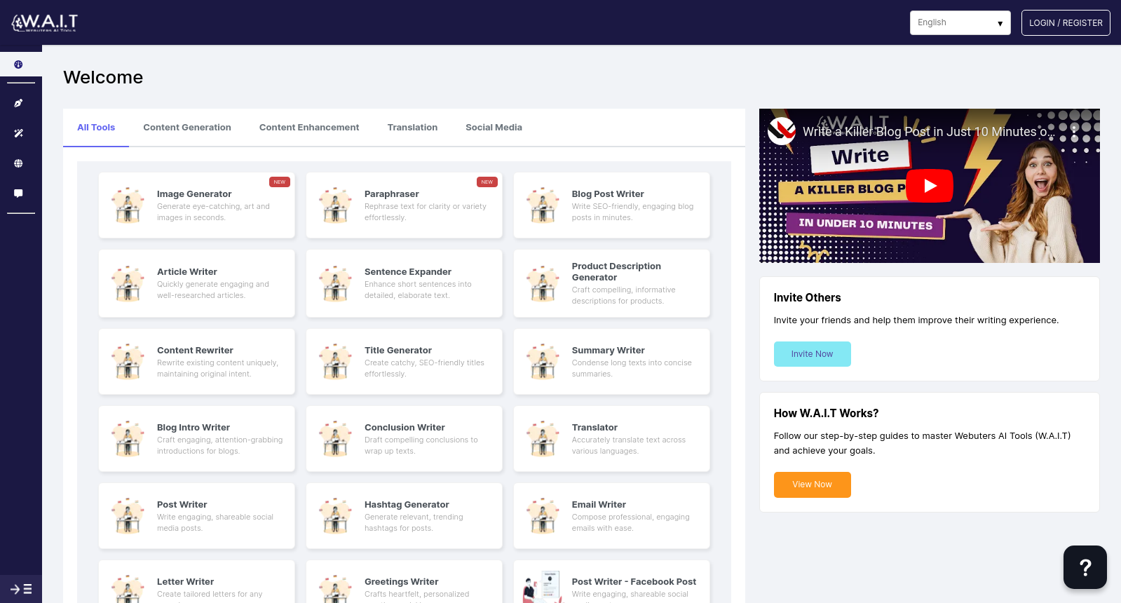 Free AI Tools for Writing, Social Media, and Translation icon