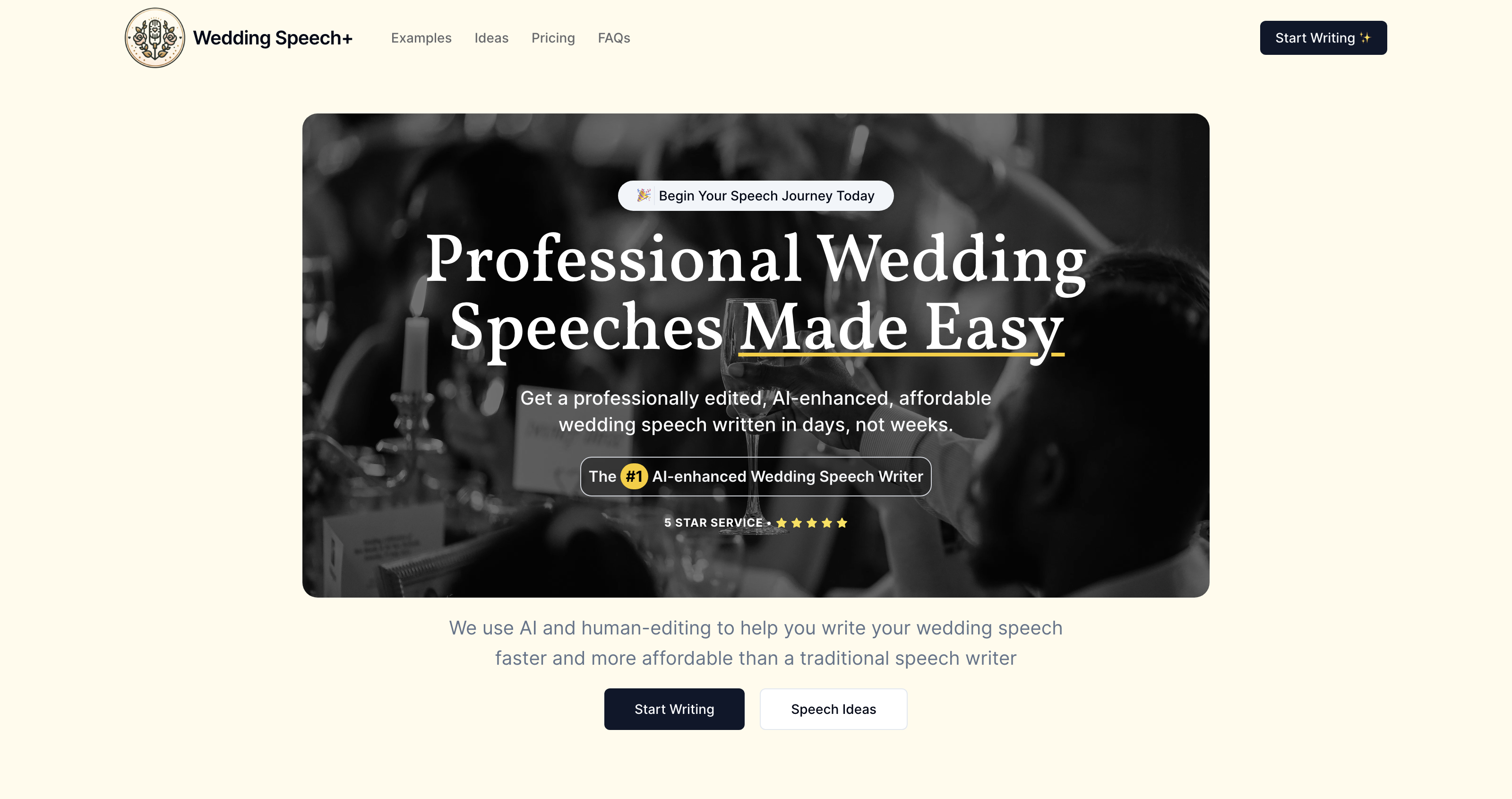 Professional Wedding Speeches with AI: Ideas & Writing Service