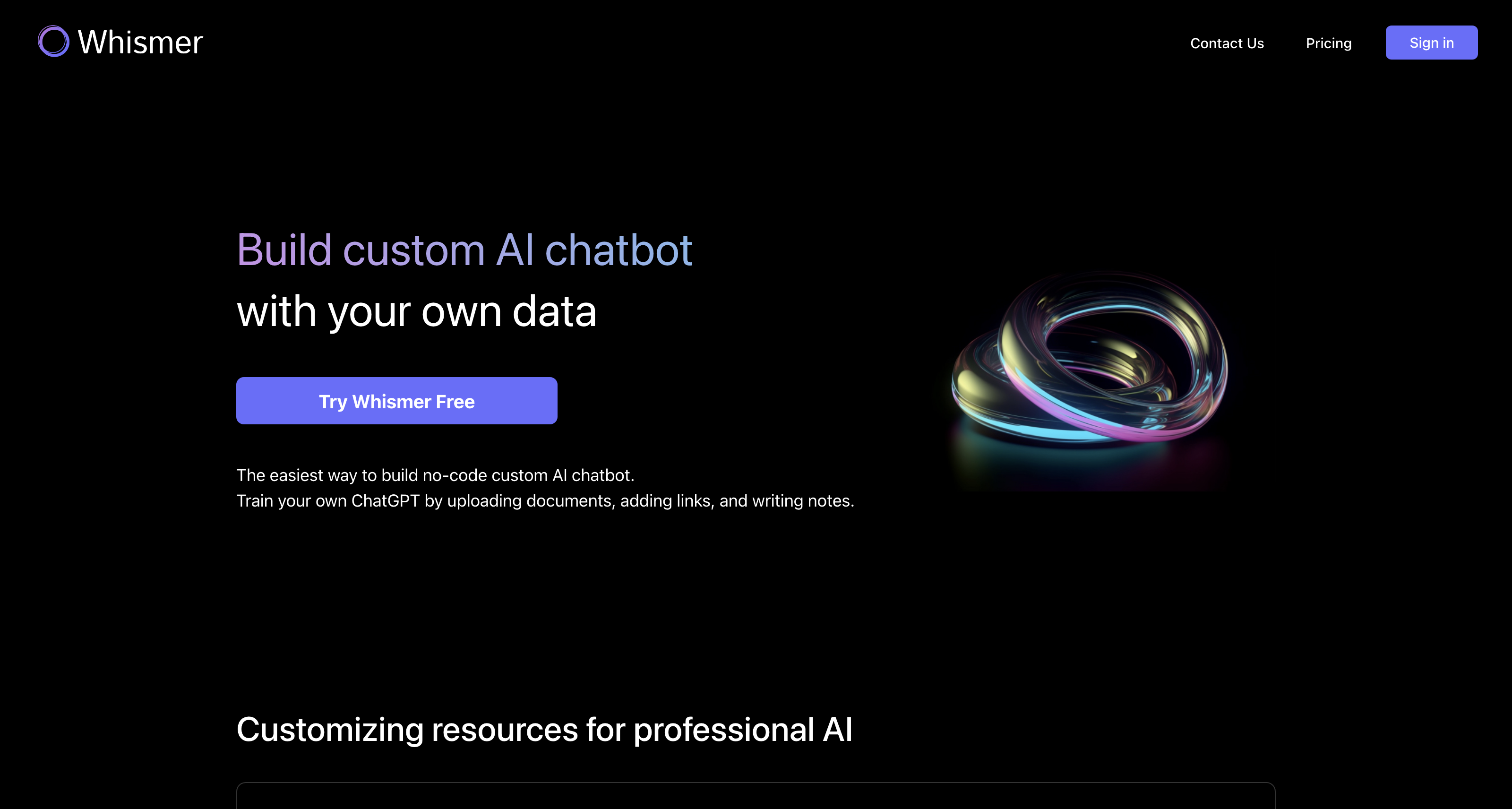Whismer - Build custom AI chatbot with your own data icon