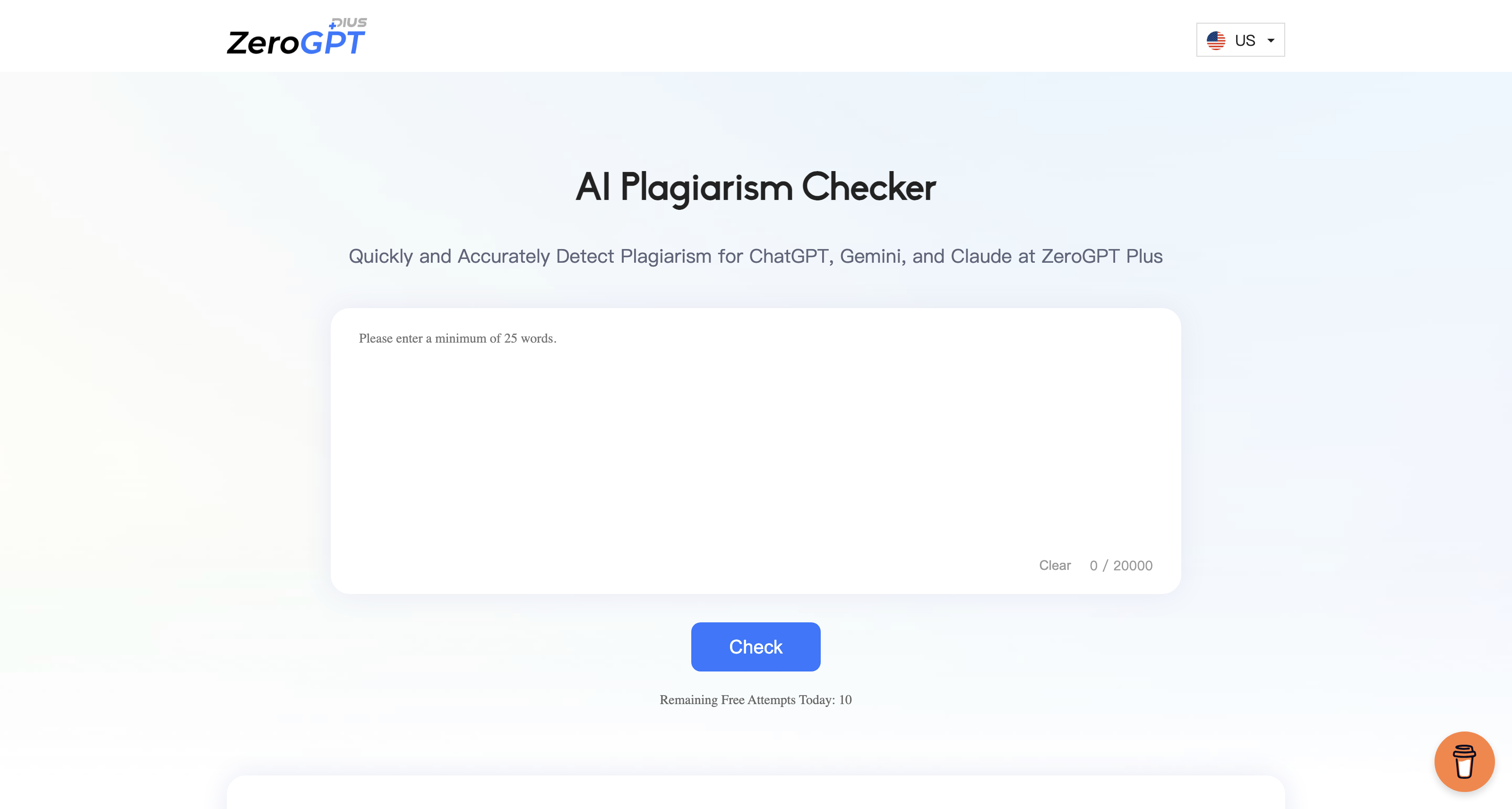 Free AI Plagiarism Checker for ChatGPT, GPT4, Gemini and Claude | ZeroGPT Plus icon