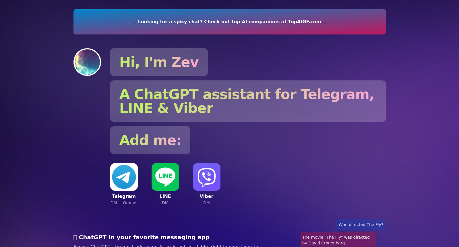 Zev - ChatGPT for Telegram, LINE & Viber icon