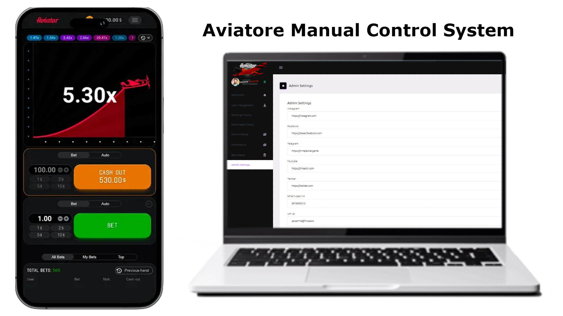 Aviator Game Manual Control Source Code with Complete setup Aviator Crash Control