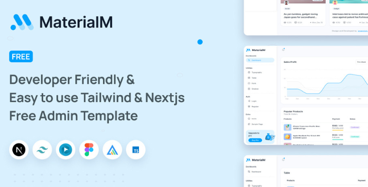 MaterialM Free Tailwind Next.js Admin Dashboard Template