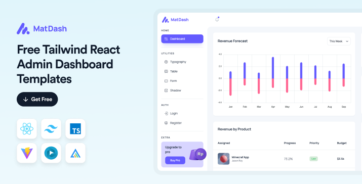 MatDash Free Tailwind React Admin Dashboard Template icon