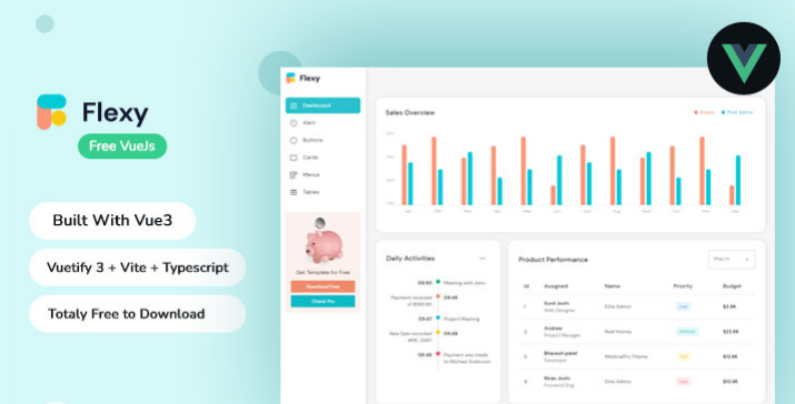 Flexy Free Vuejs Admin Dashboard Template