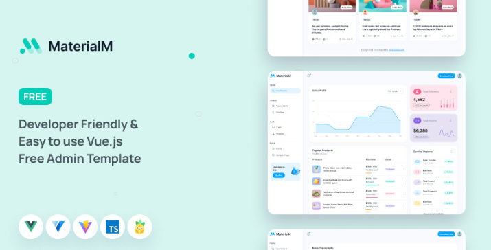 MaterialM Free Vuetify Vuejs Admin Dashboard Template