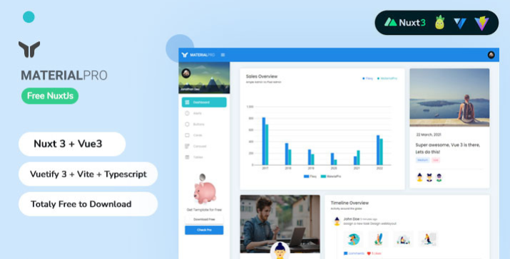 MaterialPro Free NuxtJs Admin Dashboard Template icon