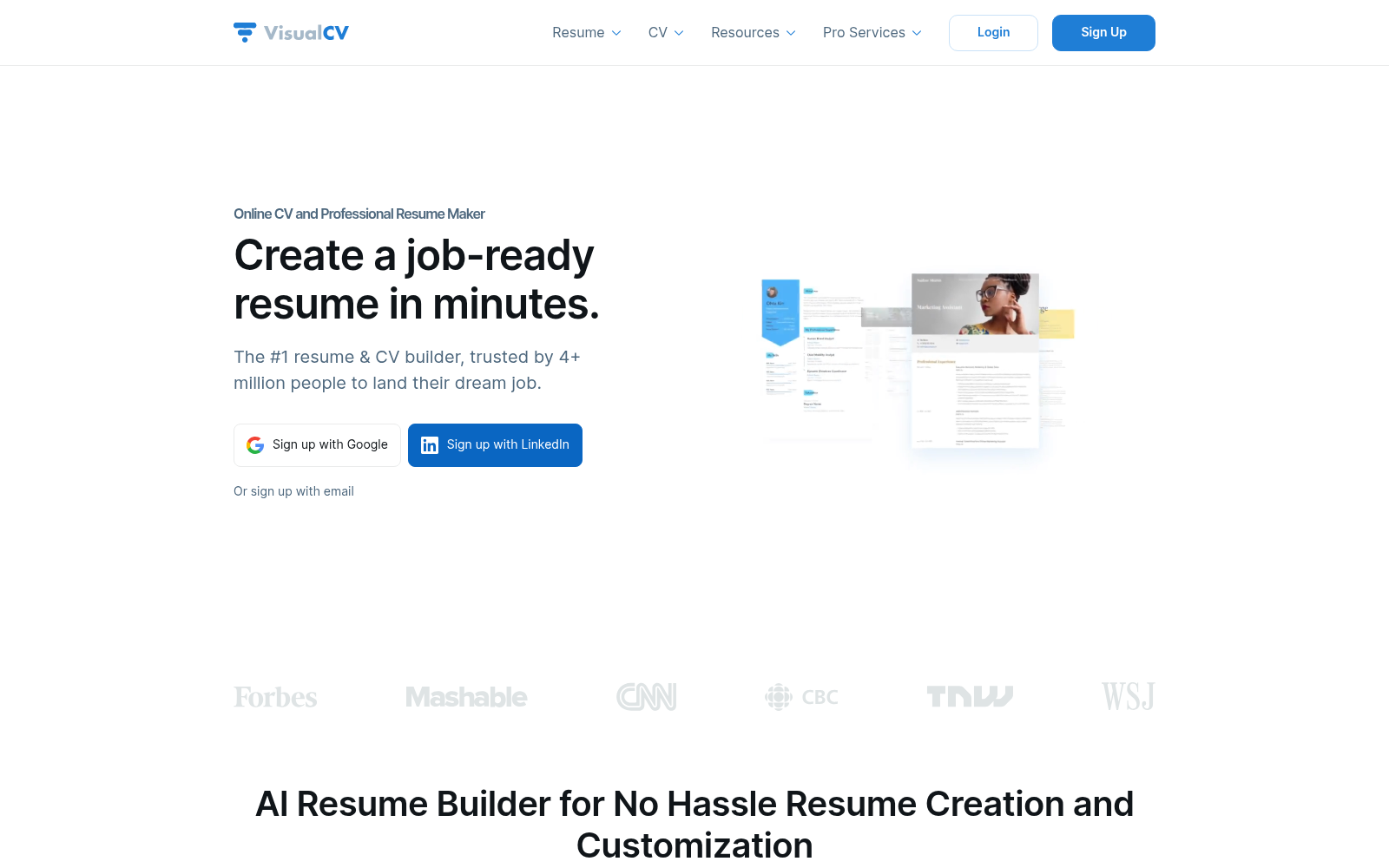 VisualCV: Online CV Builder & Professional Resume Maker