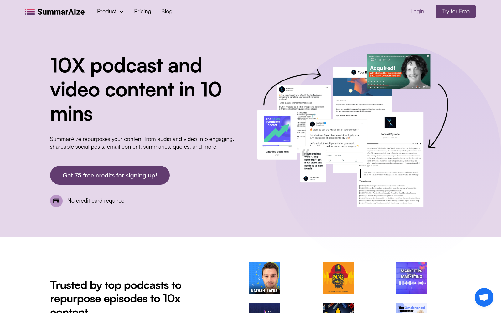 Repurpose content from podcasts or video with AI | SummarAIze
