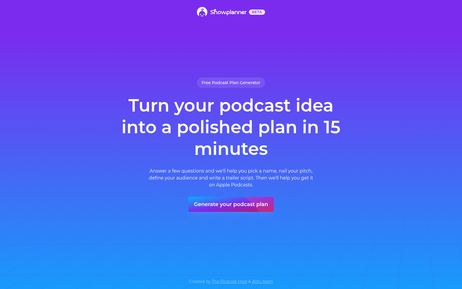 Alitu Showplanner - Launch your podcast with AI