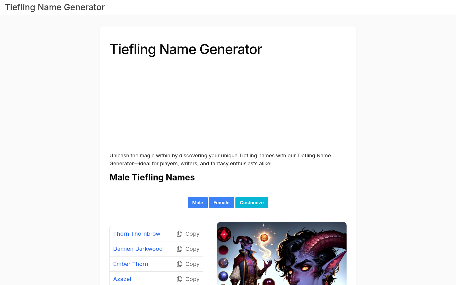 Tiefling Name Generator - Tiefling Names for DnD(Dungeons & Dragons) icon