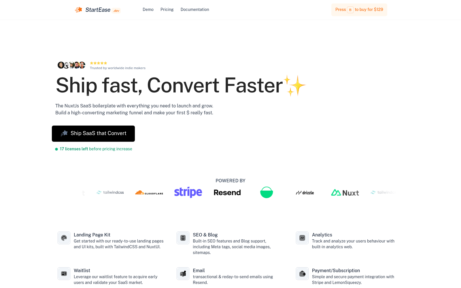 StartEase - The NuxtJs SaaS boilerplate focused on Growth & Conversion icon